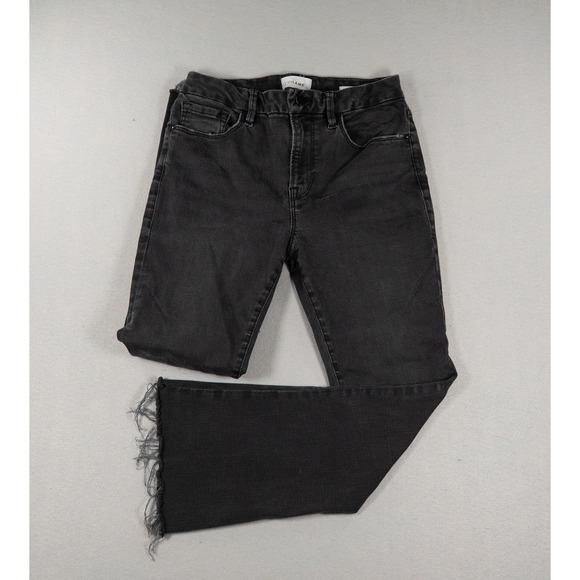 FRAME Denim - Frame Le Crop Mini Boot Jeans Women's 28 Black Raw Hem Cropped Stretch Denim